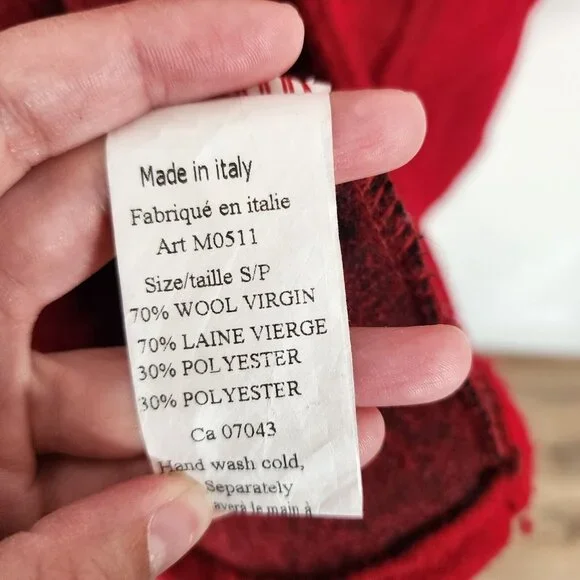 Claudia Collezioni Women's Red Wool blend Light Coat Simple size S FLAW - Picture 5 of 10